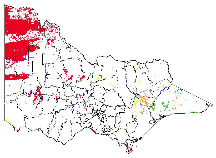 map showing the potential distribution of euphorbia dendroides