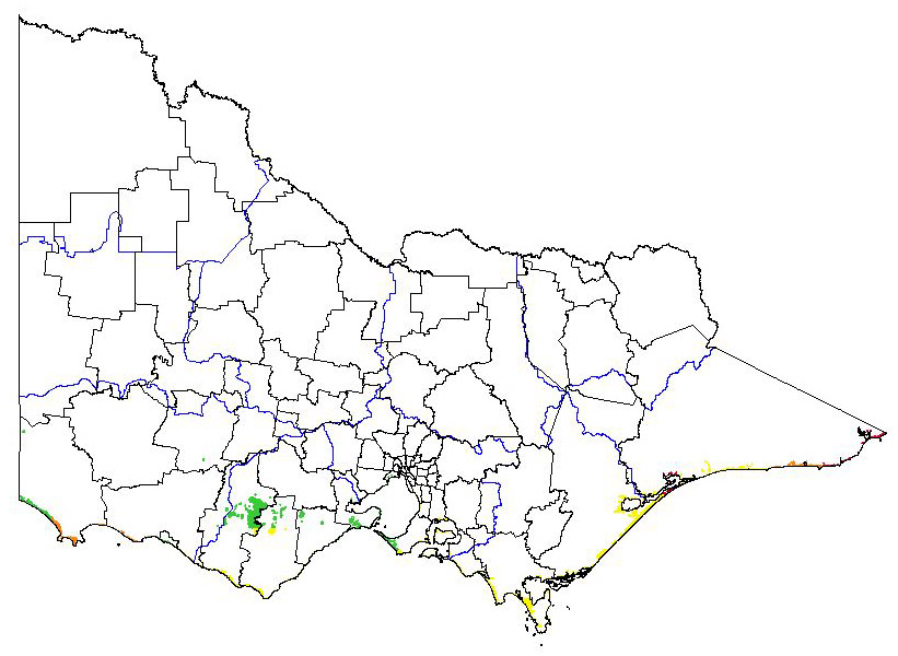 map showing the potential distribution of gladiolus gueinzii