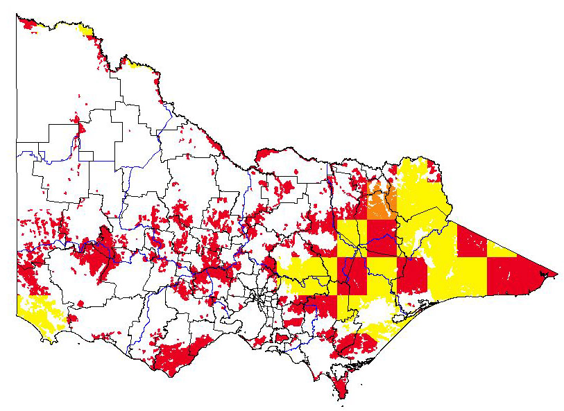 map showing the potential distribution of grey cotoneaster