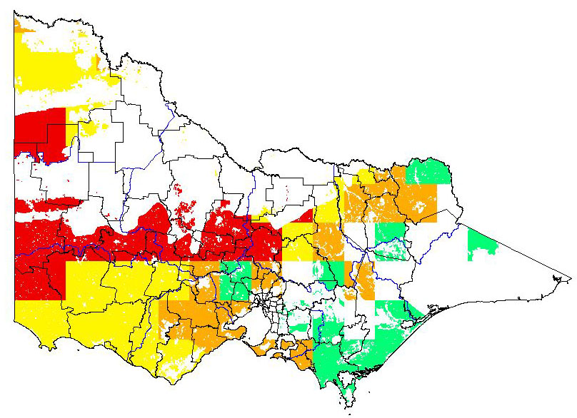 Map showing the potential distrubution of gum rockrose