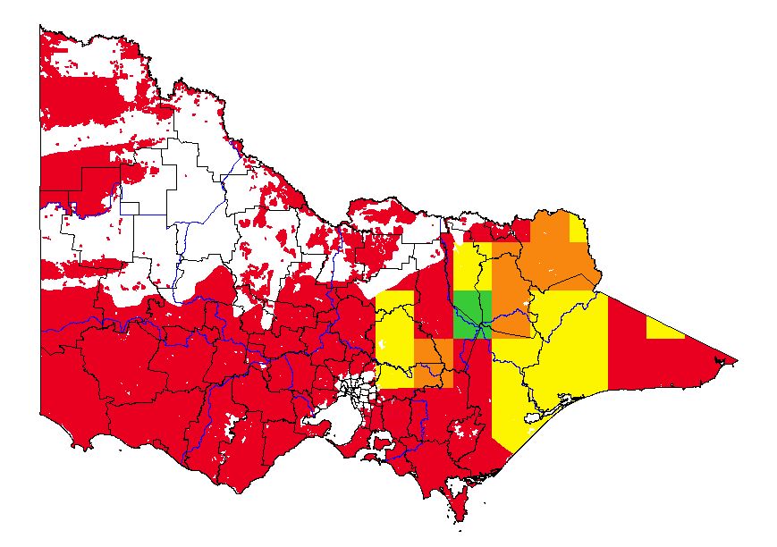 map showing the potential distribution of the large leaf coteneaster