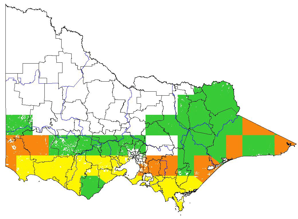 Map showing the potential distribution of reedgrass