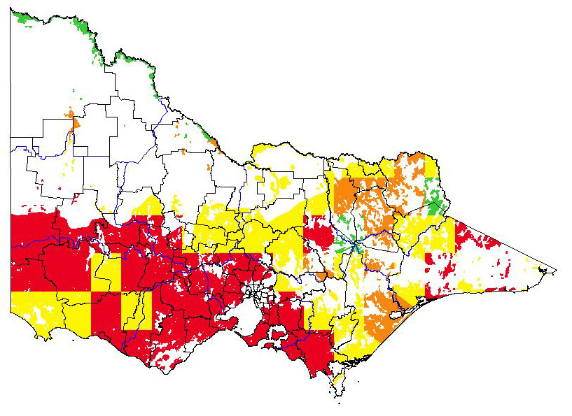 map showing the potential distribution of rockspray cotoneaster
