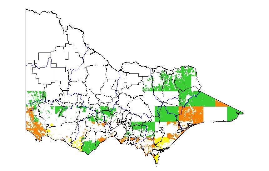 map showing the potential distribution of winter creeper
