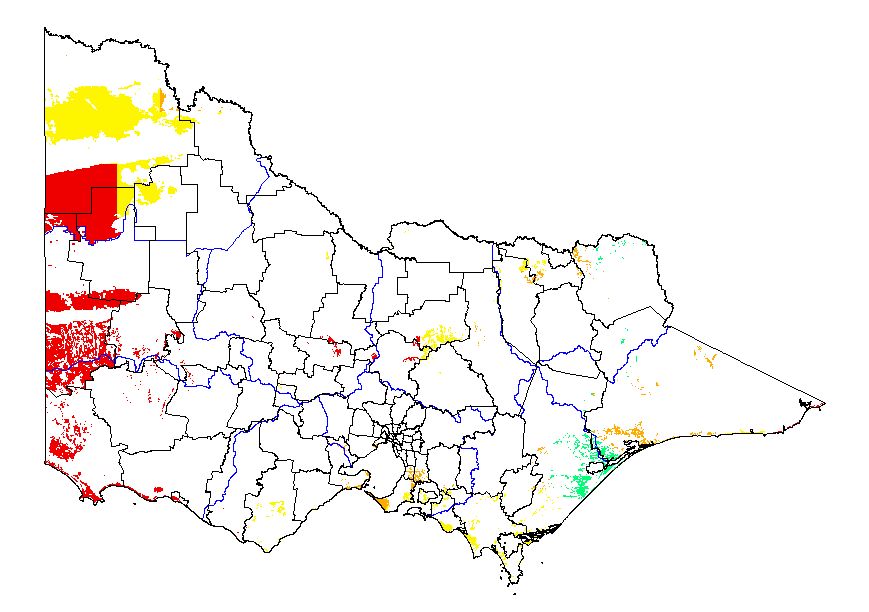 map showing the potential distribution of pyp grass