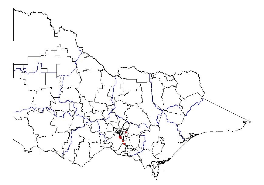 Map showing the present distrubution of Asparagus fern