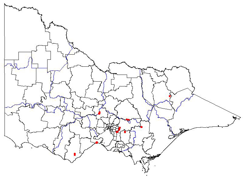 map showing the present distribution of alstroemeria aurea