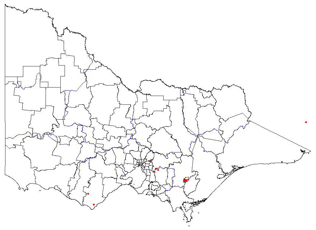 map showing the present distribution of aristea ecklonii