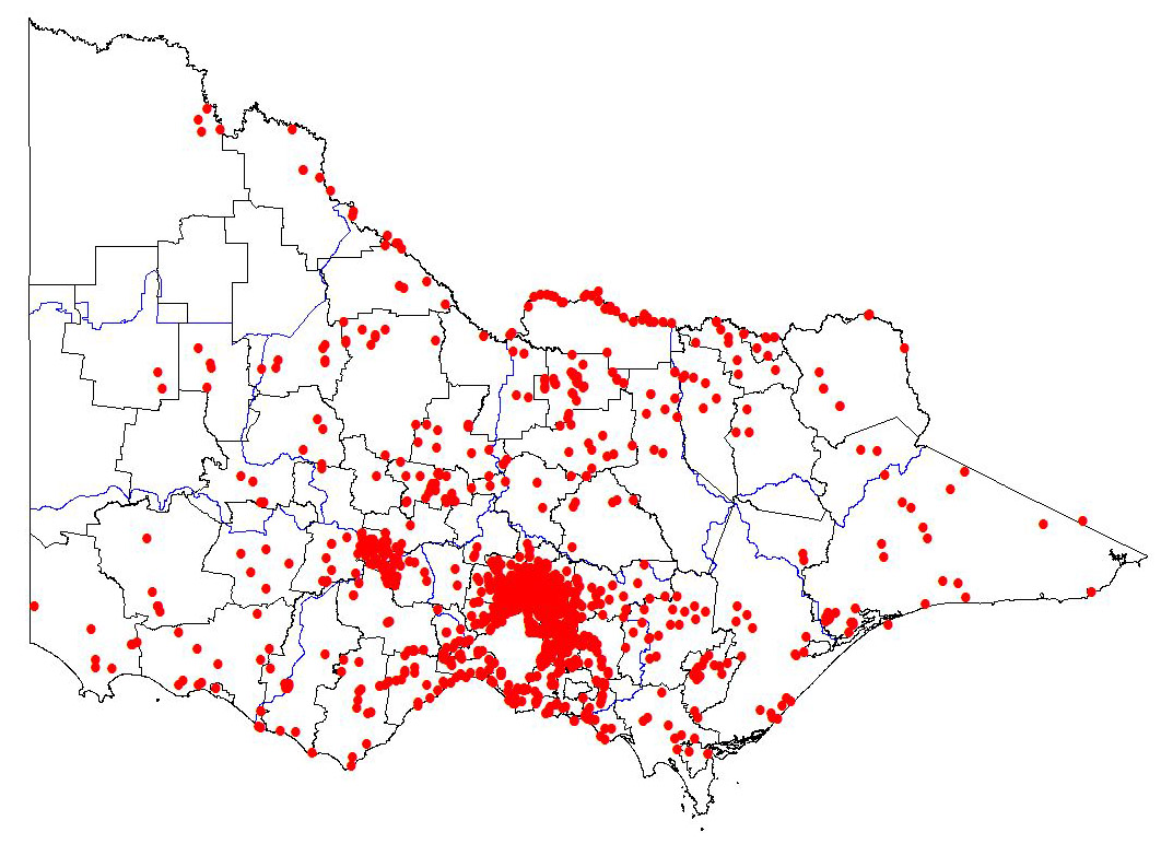map showing the present distribution of bromus catharticus