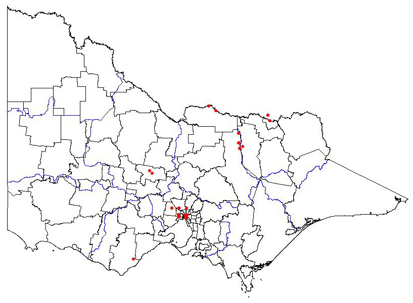 map showing the present distribution of chamaesyce maculata