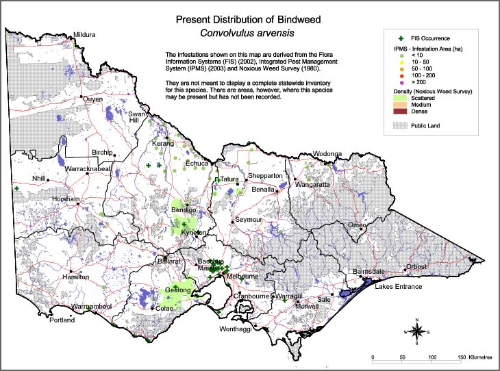 Map:  Present distribution - Bindweed