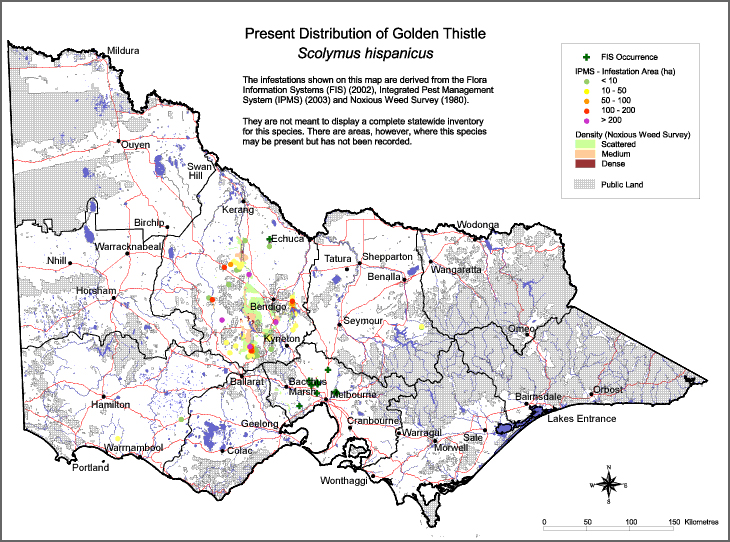 Map:  Present distribution - Golden Thistle