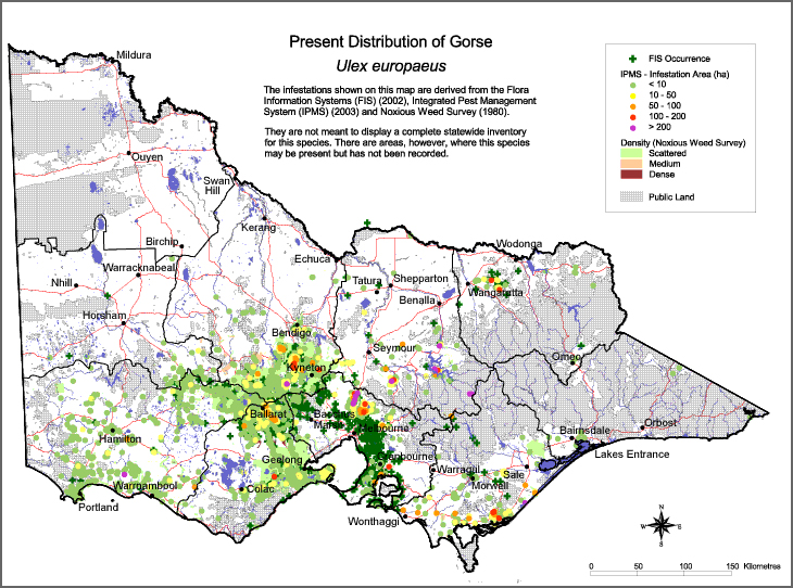 Map:  Present distribution - Gorse