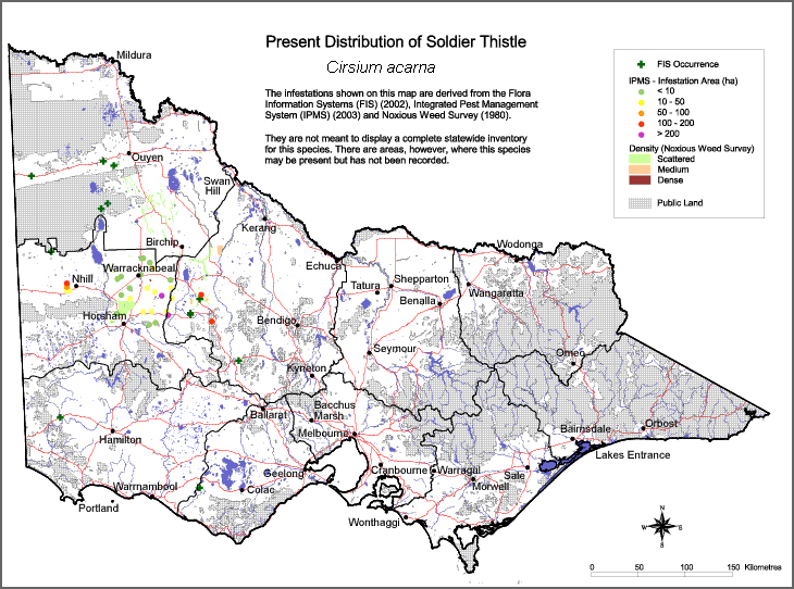 Map:  Present distribution - Soldier Thistle