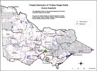 Map:  Present distribution Flinders Ranges Wattle