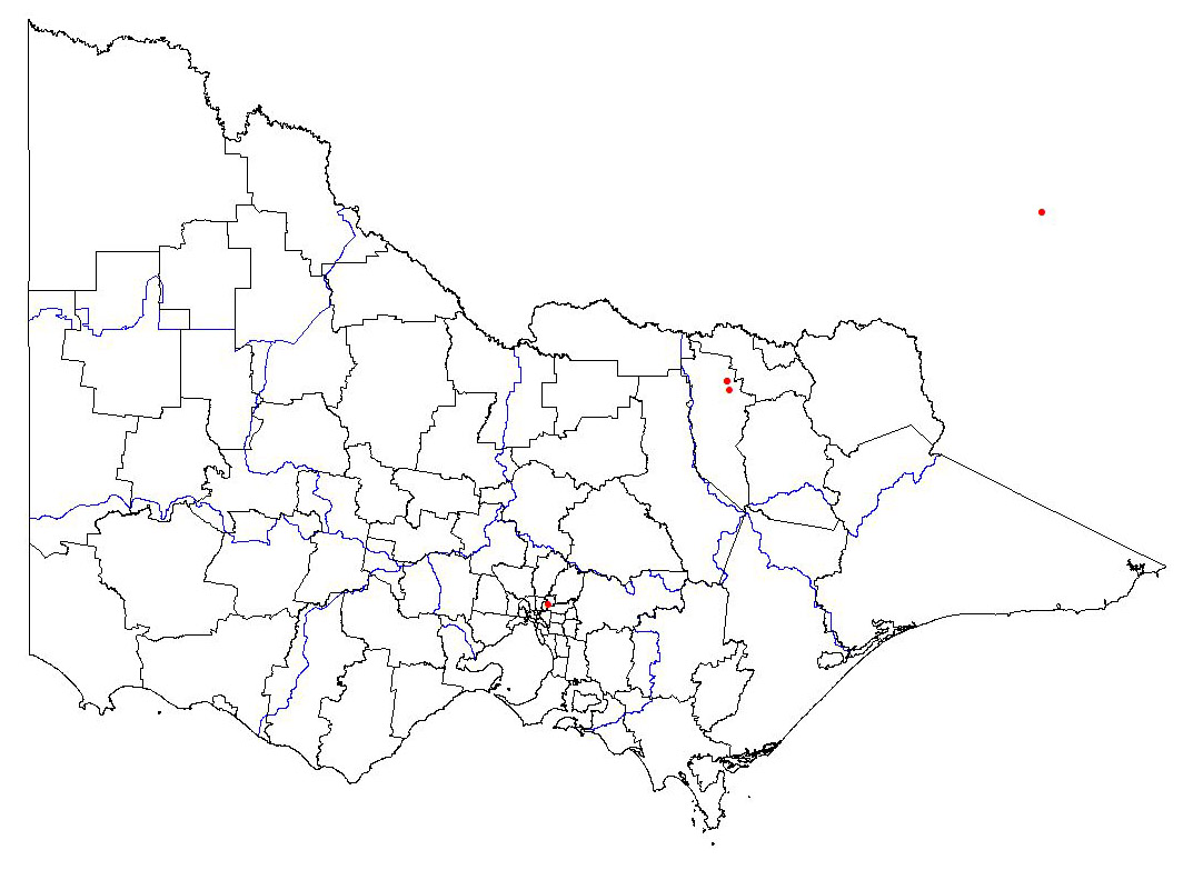 map showing the present distribution of honey locust