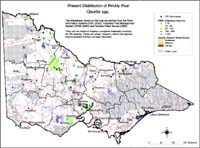 Map:  Present distribution Prickly Pear