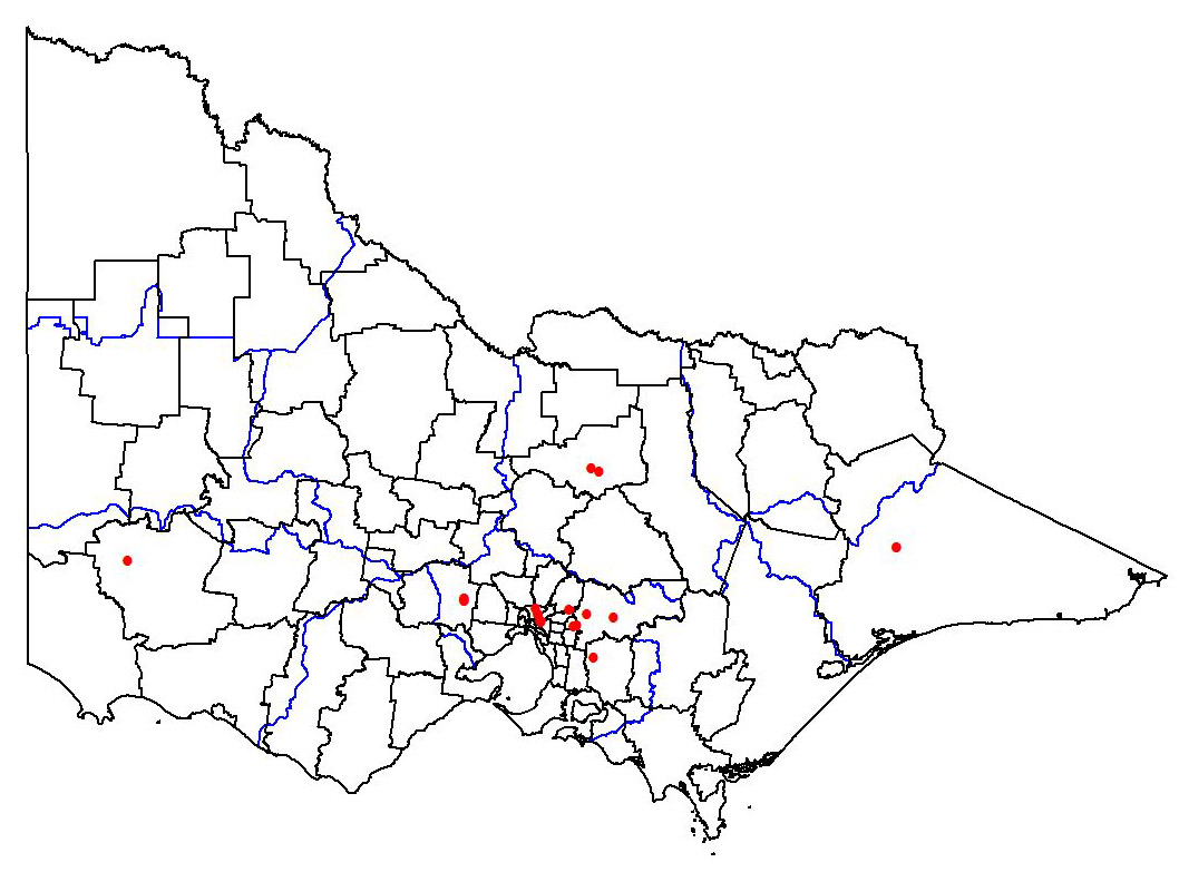 map of the present distribution of pyracantha crenulata