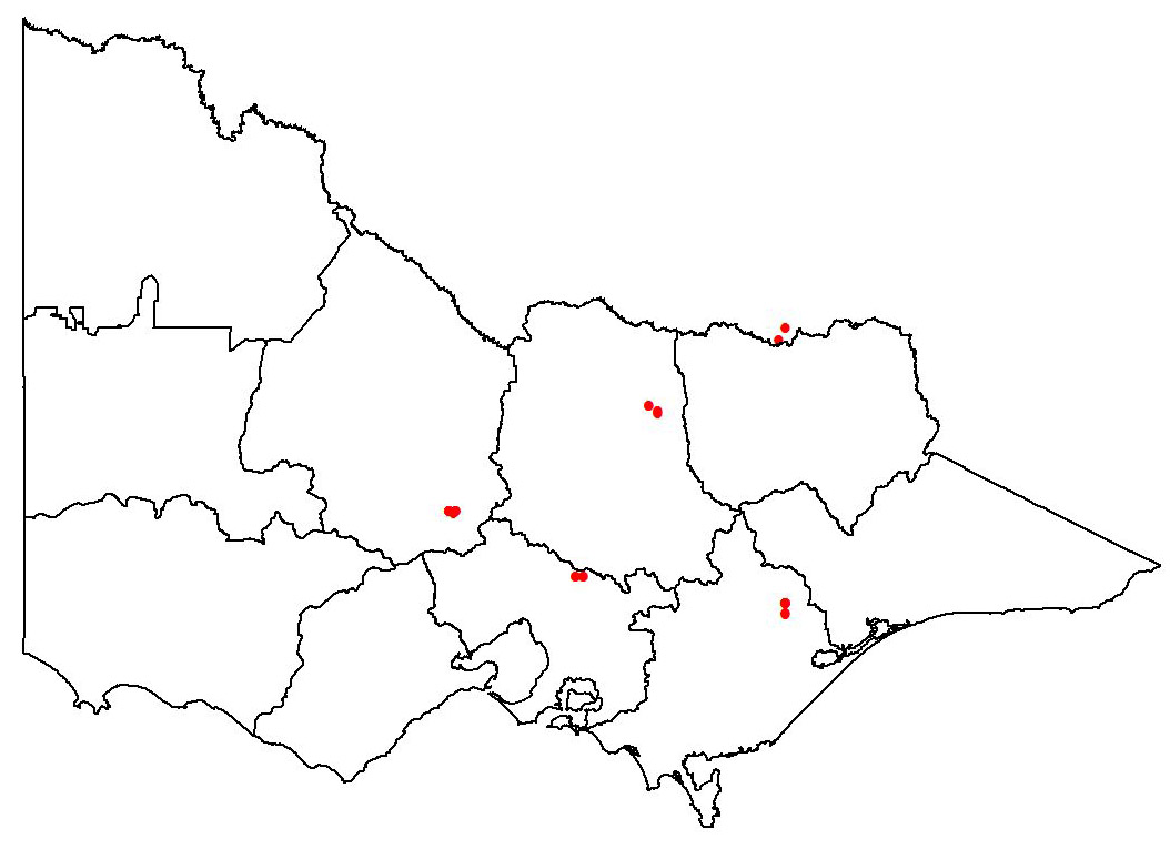 map showing the present distribution of hydrocleys nymphoides