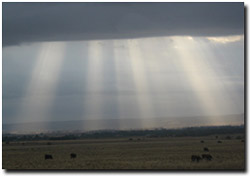 Photo: Sun filtering through clouds in south Gippsland.
