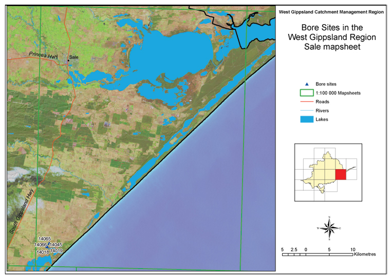 West Gippsland - Sale bore map