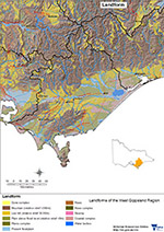 thumbnail Map showing the landforms of west gippsland